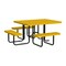 Leisure Craft 46" Square ADA Accessible Outdoor Picnic Table with 3 Bench Seats, Yellow T46SQP-ADA-YELLOW - alternate 1