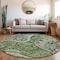 Homeroots 8' Olive Green Charcoal And Gray Round Floral Medallion Washable Indoor Outdoor Area Rug 603187 - alternate 3