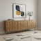 Homeroots 91in Natural Distressed Solid Wood Carved Geometric Sideboard with Six Doors 606290 - alternate 2