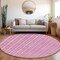 Homeroots 8' Blush And Ivory Round Striped Washable Indoor Outdoor Area Rug 595855 - alternate 3