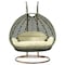 Leisuremod Beige Wicker Hanging 2 person Egg Swing Chair with taupe Cushions ESCBG-57TP - alternate 1