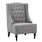 Homeroots 25" Gray and Black Upholstered Tufted Wingback Chair 526469 - alternate 4