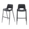 Homeroots Set of Two 30" Black Faux Leather And Steel Low Back Bar Height Bar Chairs 555667 - alternate 5