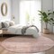 Homeroots 8' Blush And Pink Round Abstract Washable Indoor Outdoor Area Rug 616222 - alternate 3
