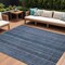Homeroots 9' X 12' Blue Gray And Sky Blue Striped Washable Indoor Outdoor Area Rug 616368 - alternate 1