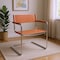 Homeroots 23" Silver And Terra Cotta Leather and Stainless Steel Arm Chair 667634 - alternate 4