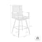 Armen Living Crown Outdoor Patio Swivel Counter Stool in White Aluminum with Wood Accent and Light Gray Cushions LCCRSWBAWH26 - alternate 5