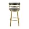 Homeroots 26" Gray and Gold Faux Leather and Stainless Steel Low Back Counter Height Swivel Bar Chair 569170 - alternate 6