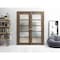 Sartodoors Slab Barn Door Panel Frosted Glass Oak 30x84 Solid Core Modern Interior QUADRO4002S-AKA-3084 - alternate 1