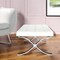 Homeroots 24" White Genuine Leather and Silver Tufted Footstool Ottoman 520804 - alternate 1