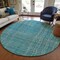 Homeroots 8' Teal Blue Gray And Brown Round Striped Washable Indoor Outdoor Area Rug 597435 - alternate 3
