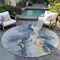 Homeroots 8' Graphite And Gold Round Abstract Washable Indoor Outdoor Area Rug 618504 - alternate 4