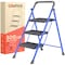 Campior Blue 3-Step Foldable Stool, 500 lbs Cap., Anti-Slip Feet, Steel Frame, Space-Saving for Home and More DRIB3STPBLU - alternate 1