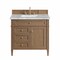 James Martin Vanities Brittany 36" Single Vanity, Pecan w/ 3 CM Carrara Marble Top 655-V36-PCN-3CAR - alternate 1