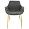 Leisuremod Markley Modern Leather Dining Arm Chair with Gold Metal Legs, Charcoal Black, 4PK ECG26BL4 - alternate 4