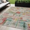 Homeroots 5' X 8' Terra Cotta Green And Brown Striped Washable Indoor Outdoor Area Rug 603522 - alternate 1