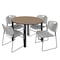 Regency Round Kee Breakroom Table W/ 4 Zeng Stack Chairs, 42 in W, 42 in L, Noble Oak TB42RNDNOBPBK44GY - alternate 1