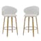 Homeroots Set of Two 26" White and Brown Faux Leather and Solid Wood Low Back Counter Height Bar Chairs, 2PK 555081 - alternate 1