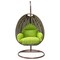 Leisuremod Beige Wicker Hanging Egg Swing Chair with Light Green Cushions ESCBG-40LG - alternate 3