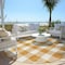 Homeroots 8' Orange And Beige Round Plaid Washable Indoor Outdoor Area Rug 595417 - alternate 5