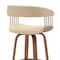Homeroots 31" Cream And Wood Brown Faux Leather Swivel Bar Height Bar Chair 534469 - alternate 5