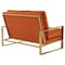 Leisuremod Jefferson Contemporary Velvet Loveseat with Gold Frame, Orange JAG53OR - alternate 6