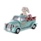 Homeroots 10" Aqua Resin Happy Easter Bunny And Car Figurine 592938 - alternate 1