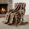Homeroots 50" X 70" Brown Beige And Ivory Geometric Microfiber Plush Throw Blanket 712411 - alternate 2