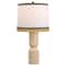 Jonathan Y Lacy 25.25" Organic Modern Sculptural Hourglass Travertine Stone w/Fringed Drum Shade LED Table Lamp JYL5612A - alternate 1