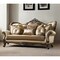 Homeroots 89" Tan Polyester Blend Curved Floral Sofa And Toss Pillows With Brown Legs 348230 - alternate 3