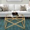 Homeroots 32" Gold Glass And Steel Square Coffee Table 520960 - alternate 3