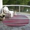Homeroots 8' Burgundy Ivory And Blue Round Striped Washable Indoor Outdoor Area Rug 597309 - alternate 5