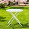 Homeroots 30" White Rounded Aluminum Folding Outdoor Bistro Table with Umbrella Hole 606430 - alternate 1