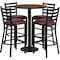 Flash Furniture Round Walnut Bar Table, X-Base w/Burgndy Seats, Laminate Top, Wood Grain RSRB1028-GG - alternate 1