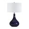 Homeroots 25" Navy Blue Glass Gourd Table Lamp With White Drum Shade 524329 - alternate 1