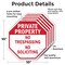 Signmission Private Property No Trespassing No, 10 inch X 10 inch, Aluminum Metal Signs, 5PK OC-A-5Pack-10-140 - alternate 3
