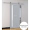 Sartodoors Slab Barn Door Panel Frosted Glass Grey 28x84 Solid Core Modern Interior VEREGIO7288S-GRE-2884 - alternate 1