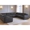 Homeroots Dark Gray Italian Leather Power Reclining U Shaped Eight Piece Corner Sectional With Console 632574 - alternate 1