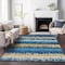 Homeroots 10' X 14' Navy Blue Gold And Ivory Striped Washable Indoor Outdoor Area Rug 598375 - alternate 4