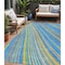Homeroots 5' X 8' Denim Blue Sky Blue And Gold Striped Washable Indoor Outdoor Area Rug 614972 - alternate 1