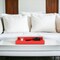 Homeroots 16" Red Wood and Vinyl Faux Shagreen Handmade Serving Tray With Handles 571242 - alternate 7