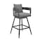 Homeroots 34" Dark Gray Metal Swivel Low back Outdoor Counter Height Bar chair with Footrest 571166 - alternate 1