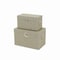 Homeroots Set of Two Beige Solid Wood And Fabric Box With Lid, 2PK 489398 - alternate 4