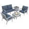 Leisuremod Walbrooke White Patio Conversation, Square Fire Pit with Slats Design & Tank Holder, Navy Blue WWS-27-20-57-31-NBU - alternate 1