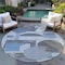 Homeroots 8' Blue And Gray Round Geometric Washable Indoor Outdoor Area Rug 618012 - alternate 4