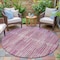 Homeroots 8' Blush And Ivory Round Striped Washable Indoor Outdoor Area Rug 631529 - alternate 2