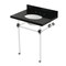 Kingston Brass 30" Black Granite Console Sink with Acrylic Legs, 8-Inch, 3-Hole, Black Granite/Polished Chrome KVPK30KA1 - alternate 1