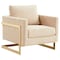Leisuremod Lincoln Velvet Accent Armchair with Gold Frame, Beige LA31BG - alternate 1