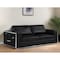 Homeroots 89" Black Italian Leather Sofa With Silver Legs 534162 - alternate 7