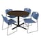 Regency Round Cain Breakroom Table W/ 4 Zeng Stack Chairs, 48 in W, 48 in L, Neo Walnut TB48RNDNW44BE - alternate 1